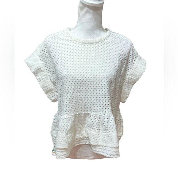 IRO Glen eyelet perforated cotton blend top in white sz 36 - Picture 2 of 6